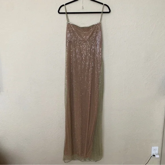 alondra cafe au lait beaded maxi dress - limited edition Linen-Blend Tiered Mini Dress main image 0